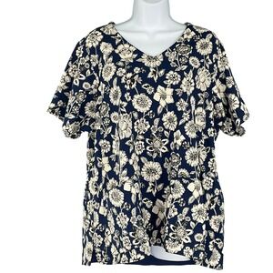 Vera Bradley Medical Nurse Doctor Uniform Scrub Top V-Neck Womens Sz XL